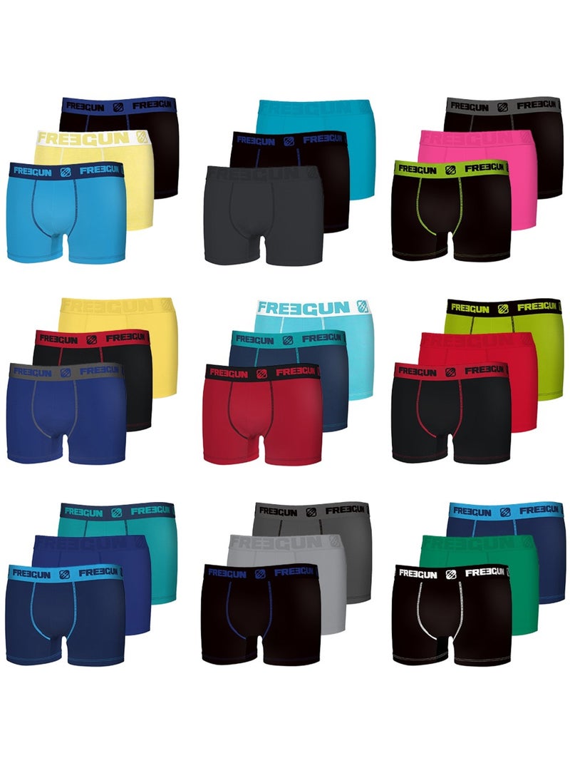 Pack Suprise de 3 Boxers coton garçon Freegun Noir - Kiabi