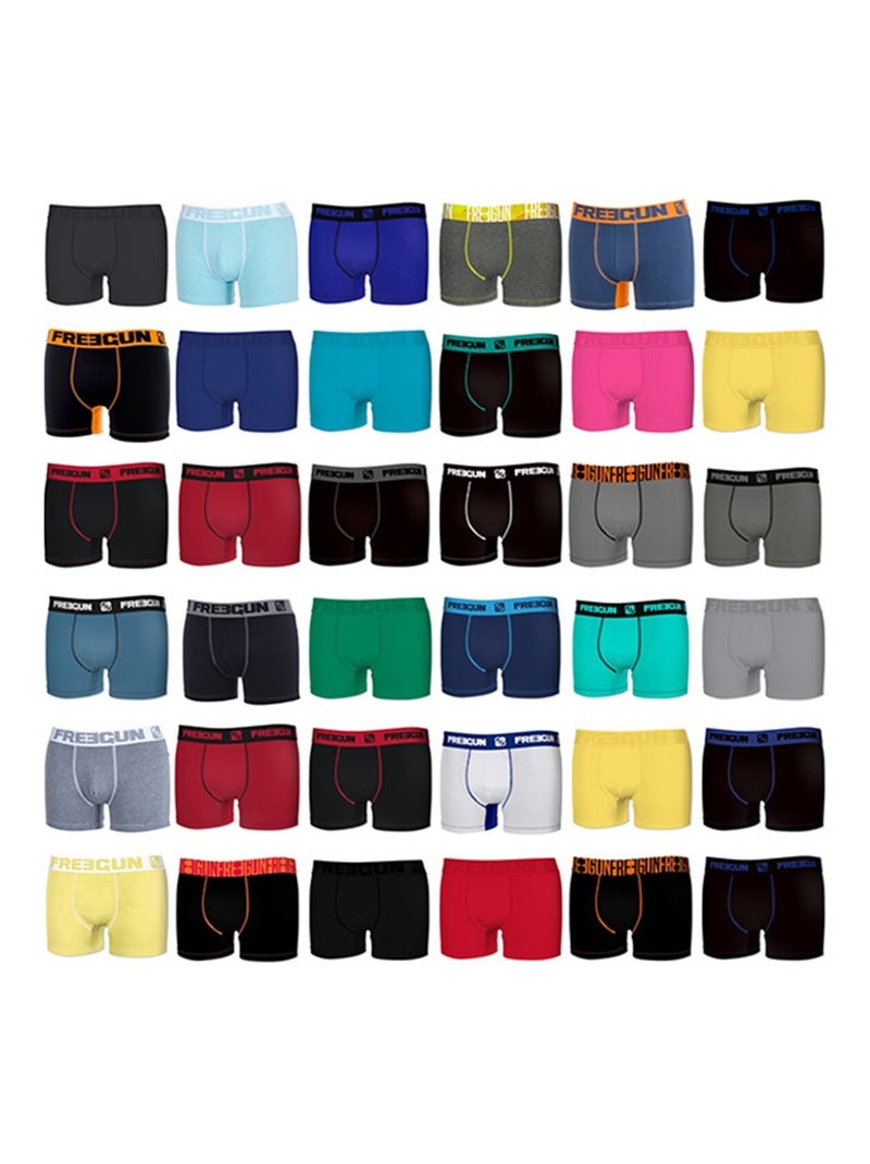 Pack Suprise de 3 Boxers coton garçon Freegun Noir Gris Bleu - Kiabi