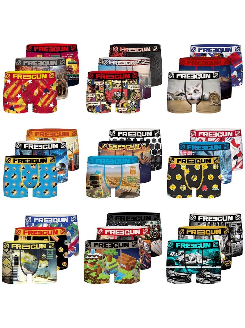 Pack Surprise de 12 Boxers microfibre enfant Freegun Noir - Kiabi