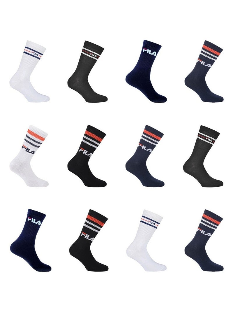 Pack Surprise de 12 Paires de chaussettes tennis Homme Fila Blanc Bleu - Kiabi