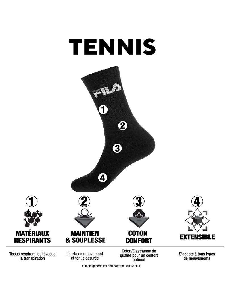 Pack Surprise de 12 Paires de chaussettes tennis Homme Fila Noir - Kiabi