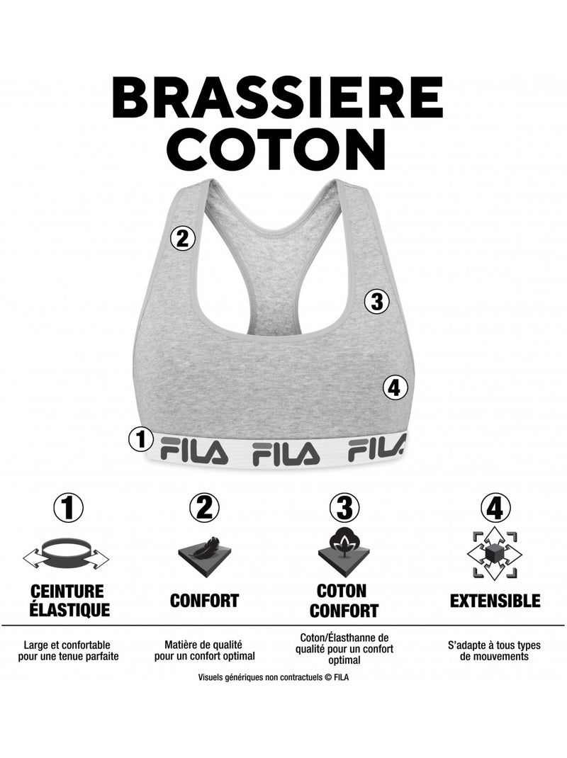 Pack Surprise de 2 Brassières coton femme Fila Noir - Kiabi