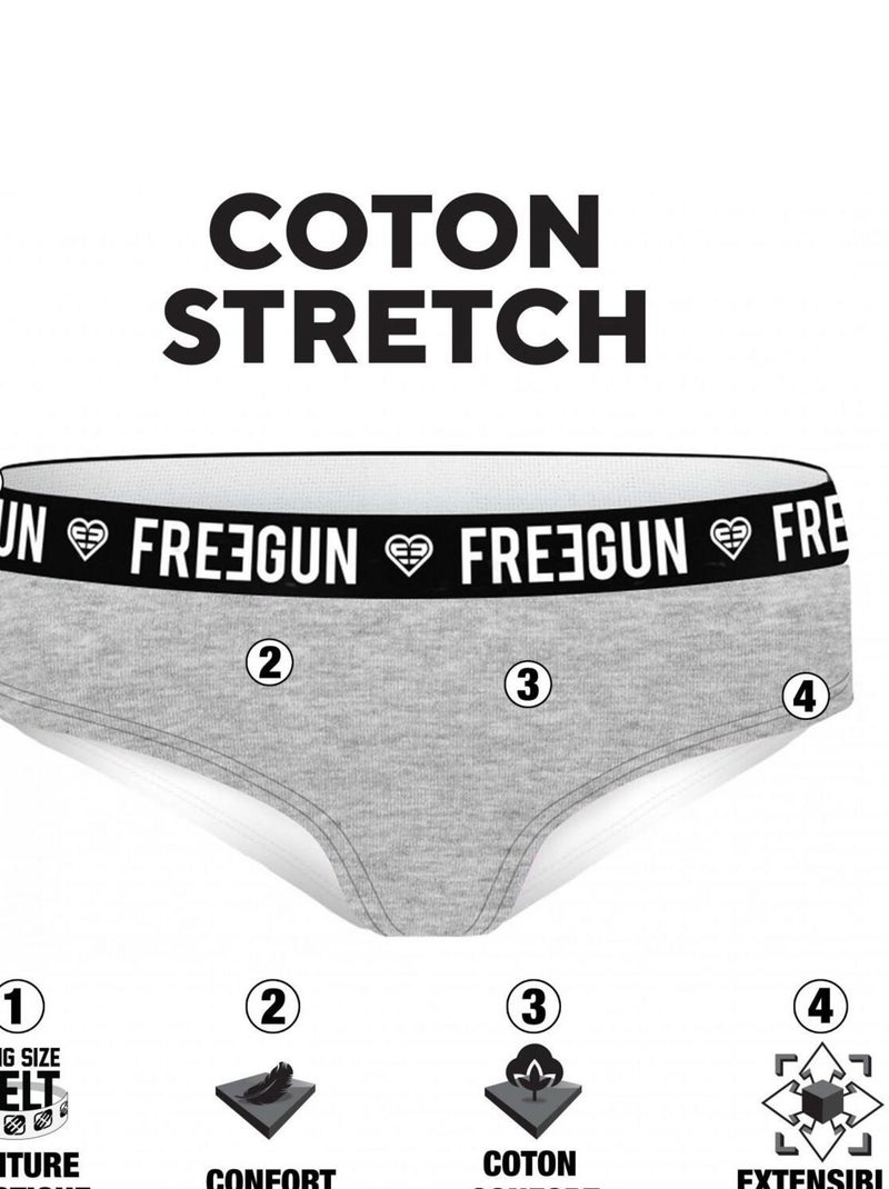 Pack Surprise de 3 Boxers coton fille Freegun Noir - Kiabi