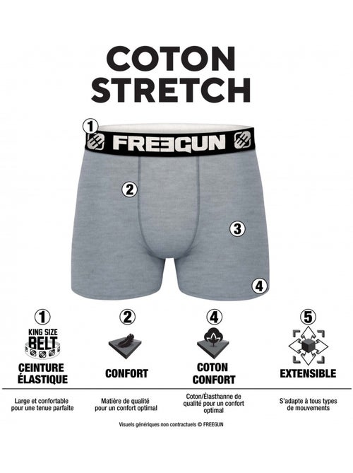 Pack Surprise de 3 Boxers coton homme Freegun - Kiabi