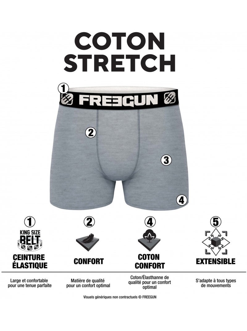 Pack Surprise de 3 Boxers coton homme Freegun Noir - Kiabi