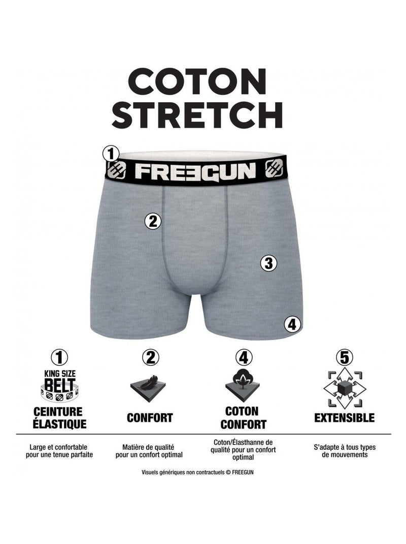 Pack Surprise de 3 Boxers coton homme Freegun Noir - Kiabi