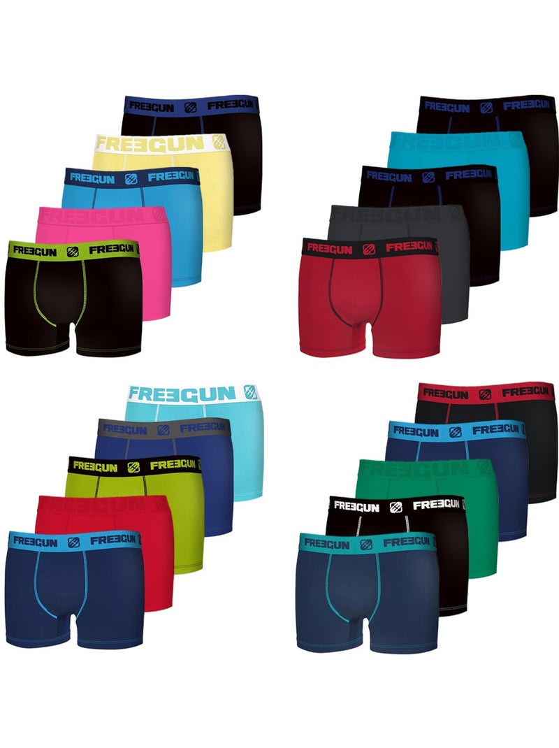 Pack Surprise de 5 Boxers coton garçon Freegun Noir - Kiabi
