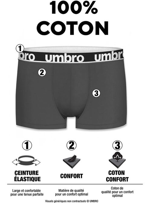 Pack Surprise de 5 Boxers homme 100% Coton Umbro - Kiabi