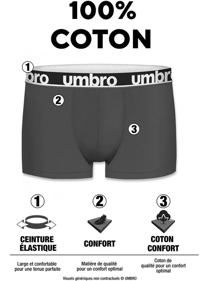 Pack Surprise de 5 Boxers homme 100% Coton Umbro Bleu - Kiabi
