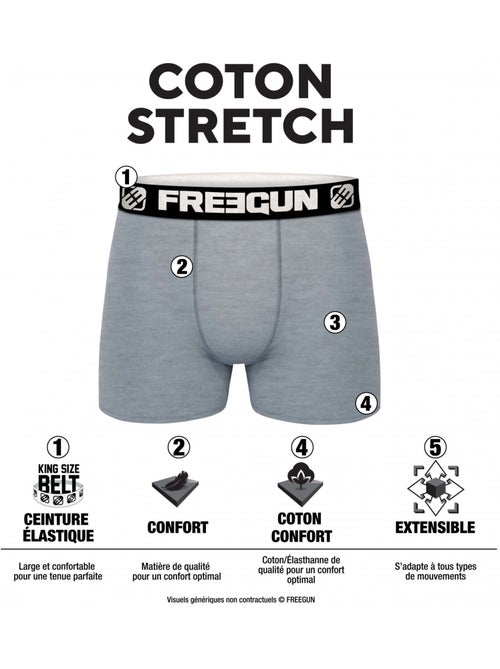 Pack Surprise de 5 Boxers homme en coton Freegun - Kiabi