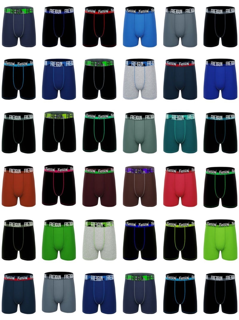 Pack Surprise de 5 Boxers homme en coton Freegun Noir Gris Bleu - Kiabi