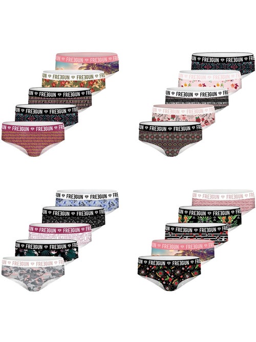 Pack Surprise de 5 Boxers microfibre fille Freegun - Kiabi