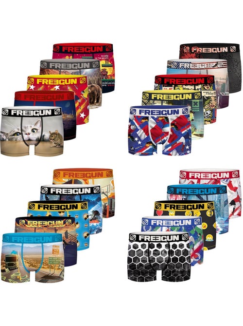 Pack Surprise de 5 Boxers microfibre garçon Freegun - Kiabi