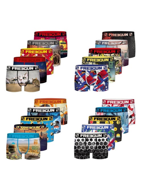 Pack Surprise de 5 Boxers microfibre garçon Freegun - Kiabi