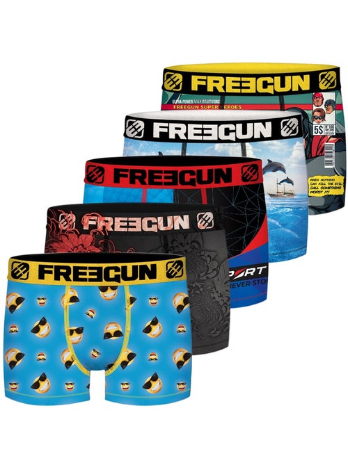 Pack Surprise de 5 Boxers microfibre homme Freegun - Kiabi
