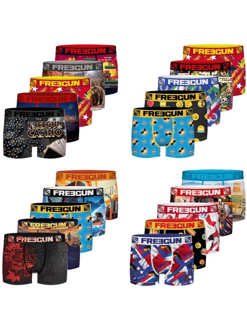 Pack Surprise de 5 Boxers microfibre homme Freegun - Kiabi