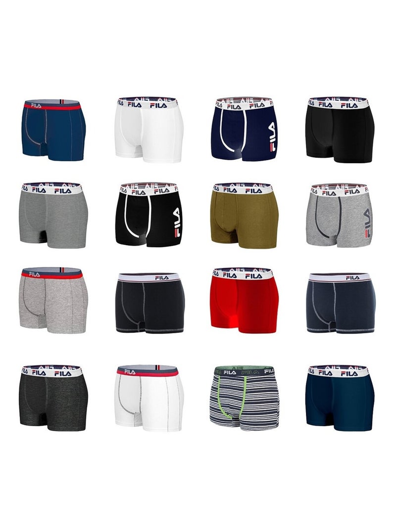 Pack Surprise de 6 Boxers coton homme Fila Noir Gris Blanc - Kiabi