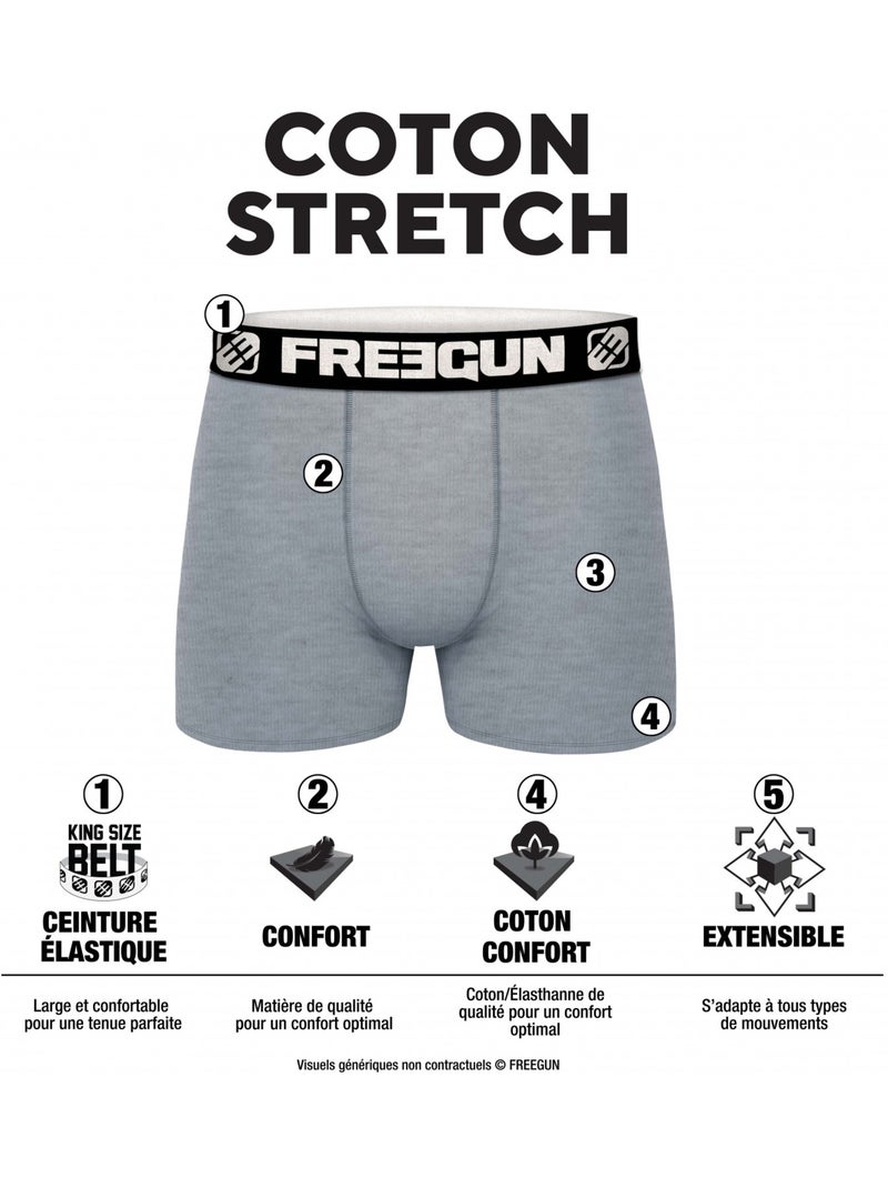 Pack Surprise de 6 Boxers coton homme Freegun Noir - Kiabi