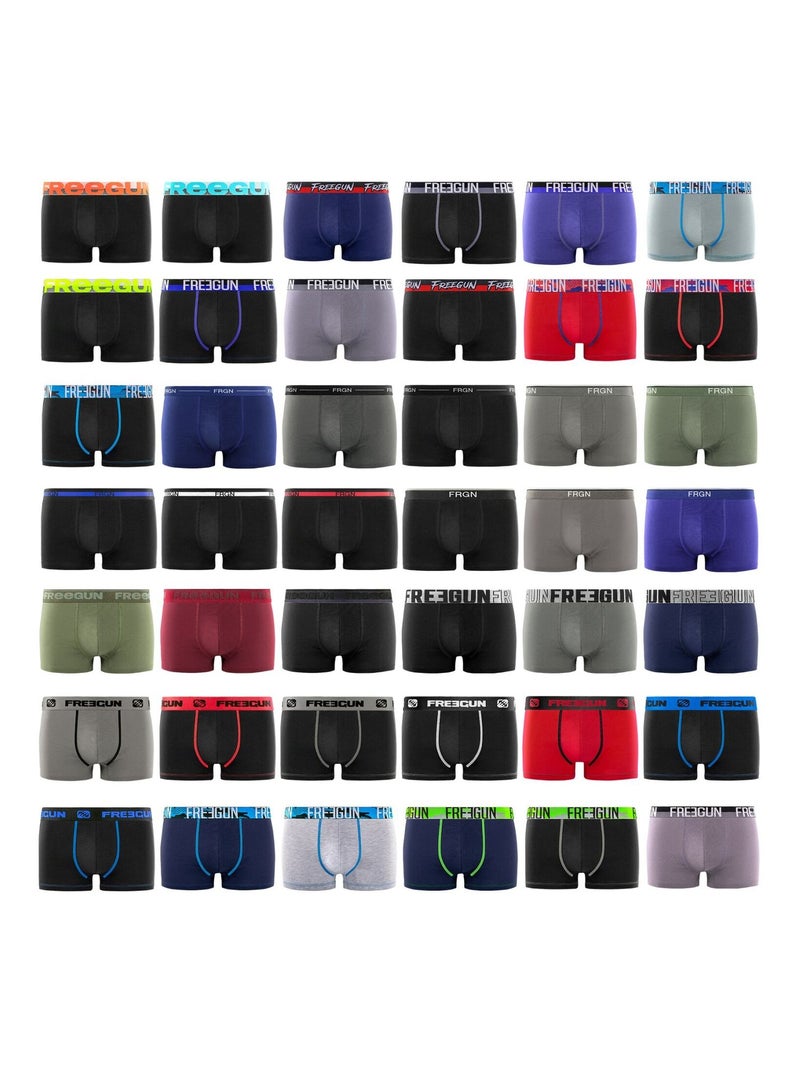 Pack Surprise de 6 Boxers coton homme Freegun Noir Blanc Gris - Kiabi