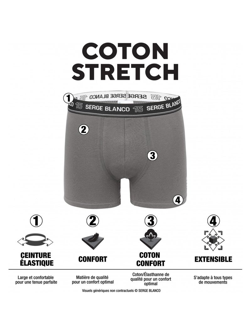 Pack Surprise de 6 Boxers coton homme Serge Blanco Noir - Kiabi