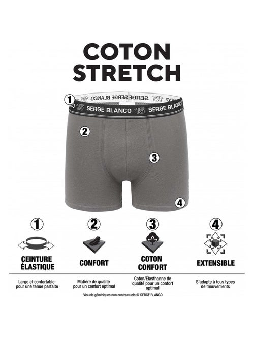Pack Surprise de 6 Boxers coton homme Serge Blanco - Kiabi