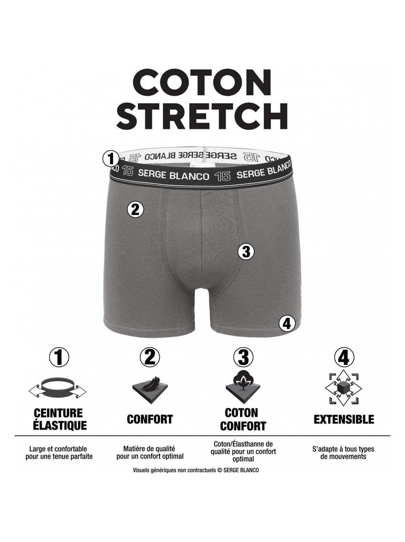 Pack Surprise de 6 Boxers coton homme Serge Blanco Noir - Kiabi