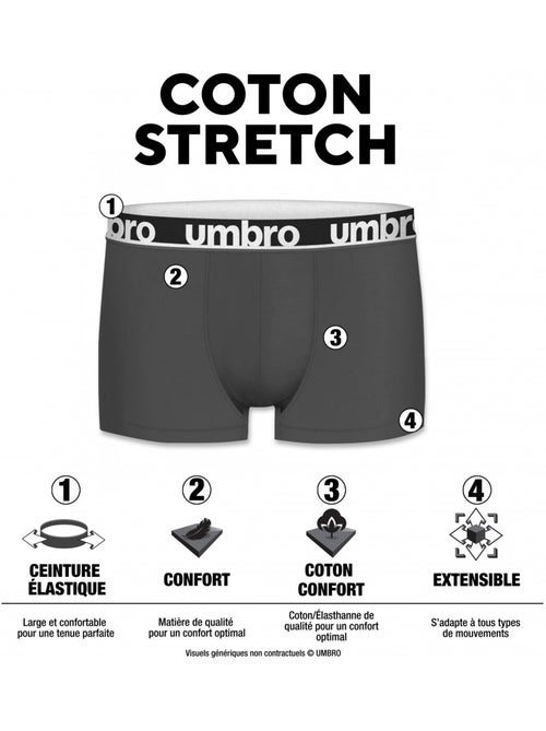Pack Surprise de 6 Boxers coton homme Umbro - Kiabi