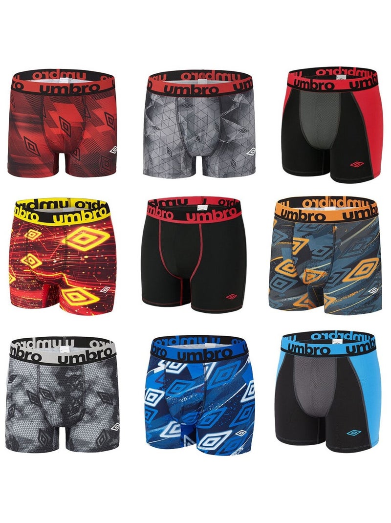 Pack Surprise de 6 Boxers microfibre homme Umbro Noir Bleu - Kiabi