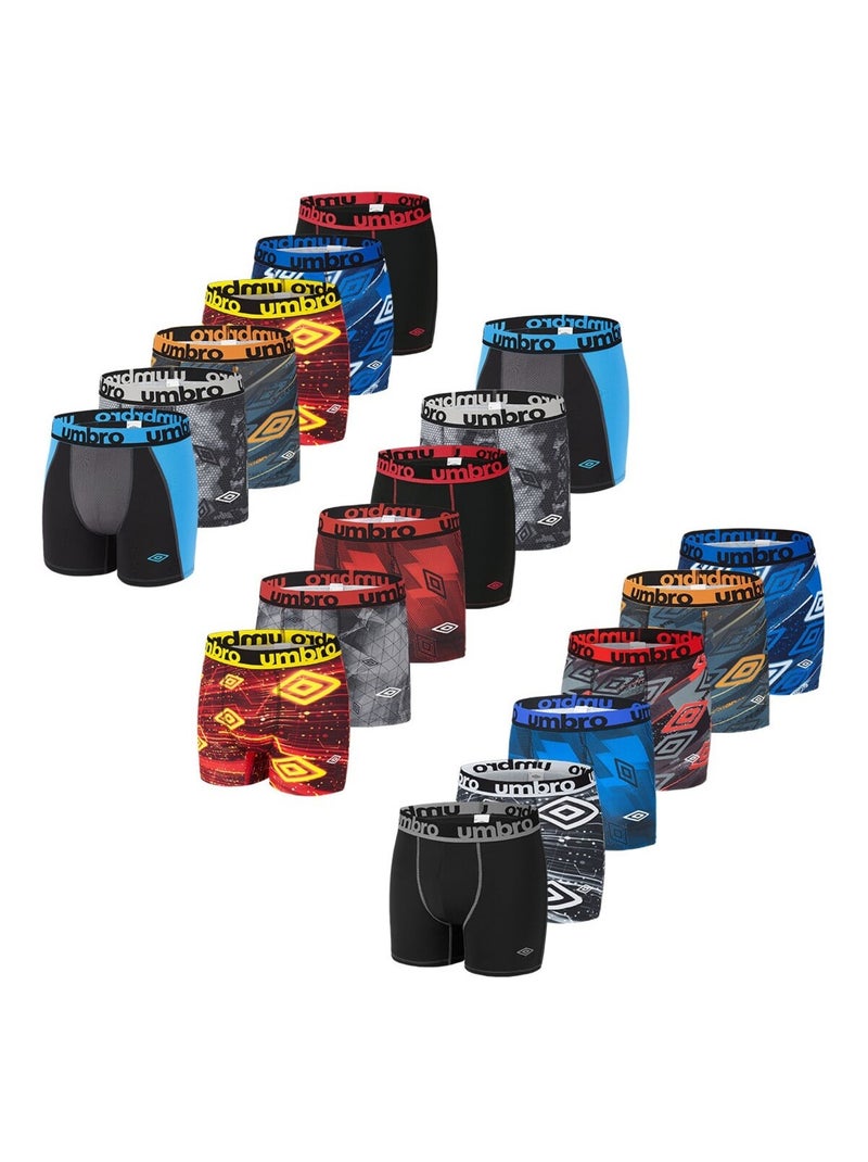 Pack Surprise de 6 Boxers microfibre homme Umbro Noir Bleu - Kiabi
