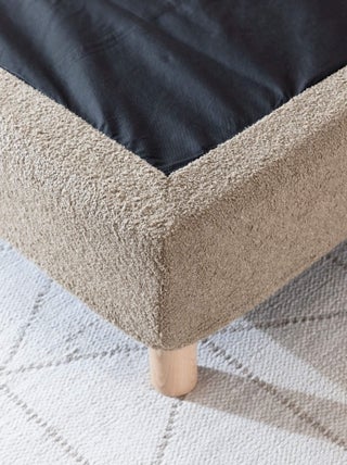 Pack tête de lit 160 cm et cache-sommier bouclette 160x200 cm beige