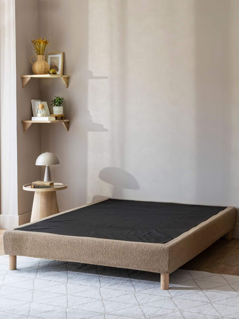 Pack tête de lit 160 cm et cache-sommier bouclette 160x200 cm beige Beige - Kiabi