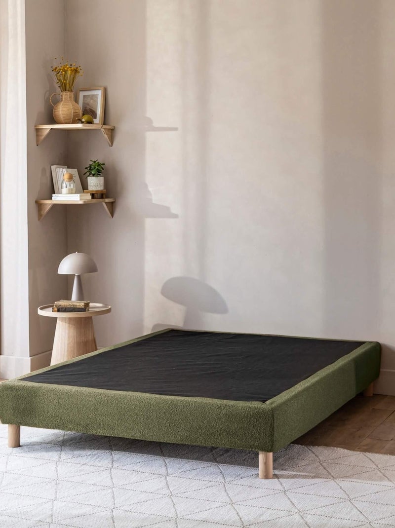 Pack tête de lit 160 cm et cache-sommier bouclette 160x200 cm kaki Kaki - Kiabi