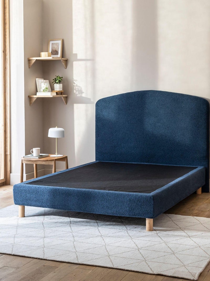 Pack tête de lit 160 cm et cache-sommier bouclette 160x200 cm marine Bleu marine - Kiabi