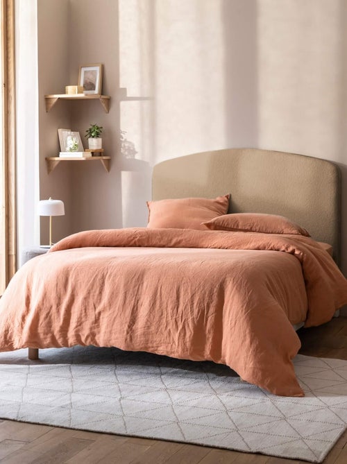 Pack tête de lit 190 cm et cache-sommier bouclette 180x200 cm beige - Kiabi