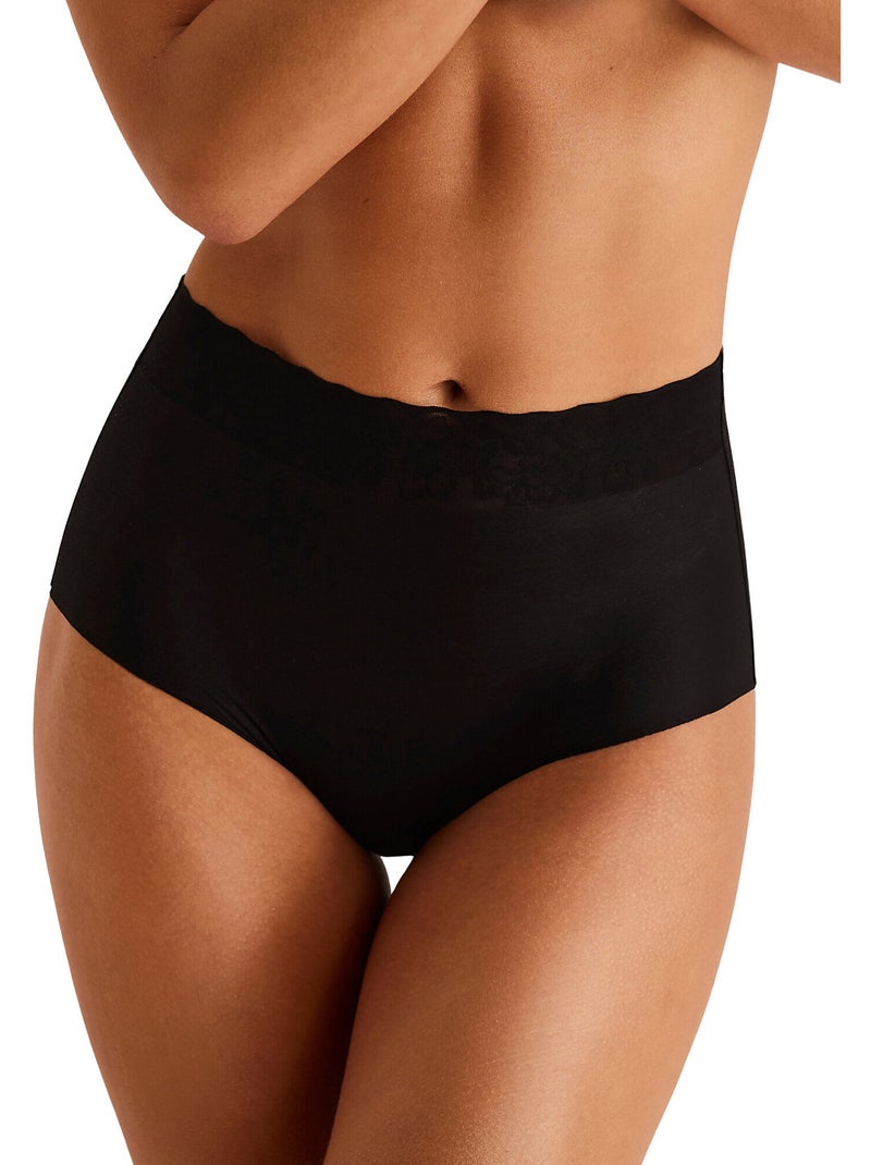 Pack x2 culottes taille haute ESSENTIAL Beige/Noir - Kiabi