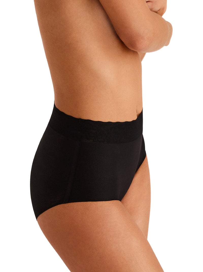 Pack x2 culottes taille haute ESSENTIAL Beige/Noir - Kiabi