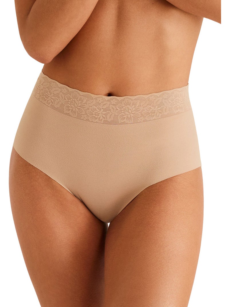 Pack x2 culottes taille haute ESSENTIAL Beige/Noir - Kiabi