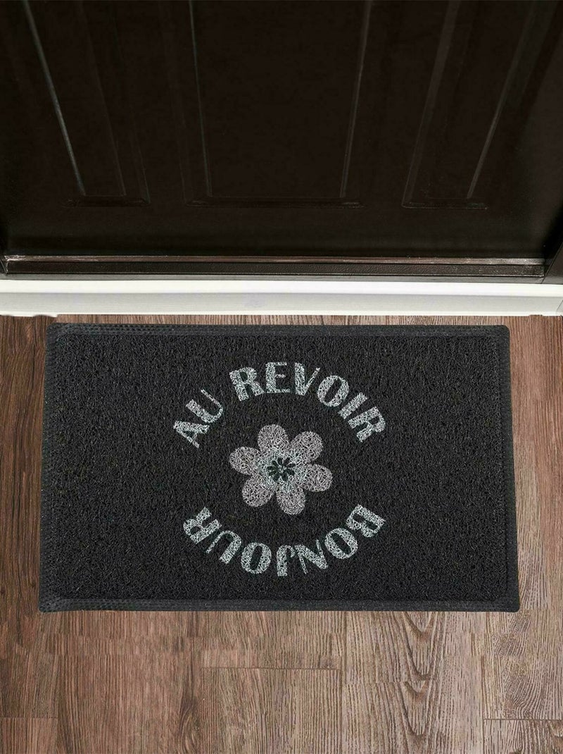 Paillasson ARTY Bonjour Aurevoir Gris Noir - Kiabi