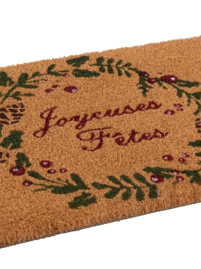 Paillasson Coco 40x60 cm Joyeuses fêtes Beige - Kiabi