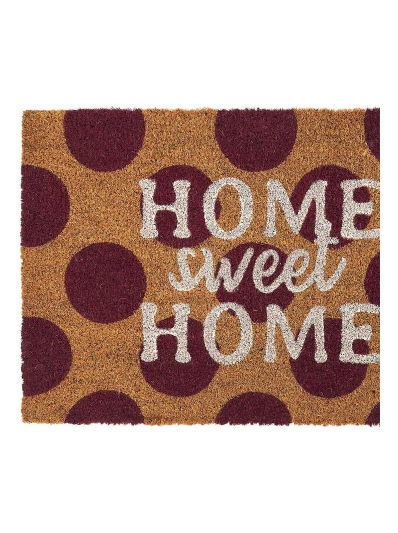 Paillasson Coco 40x60 cm pois Home Sweet Home Marron - Kiabi