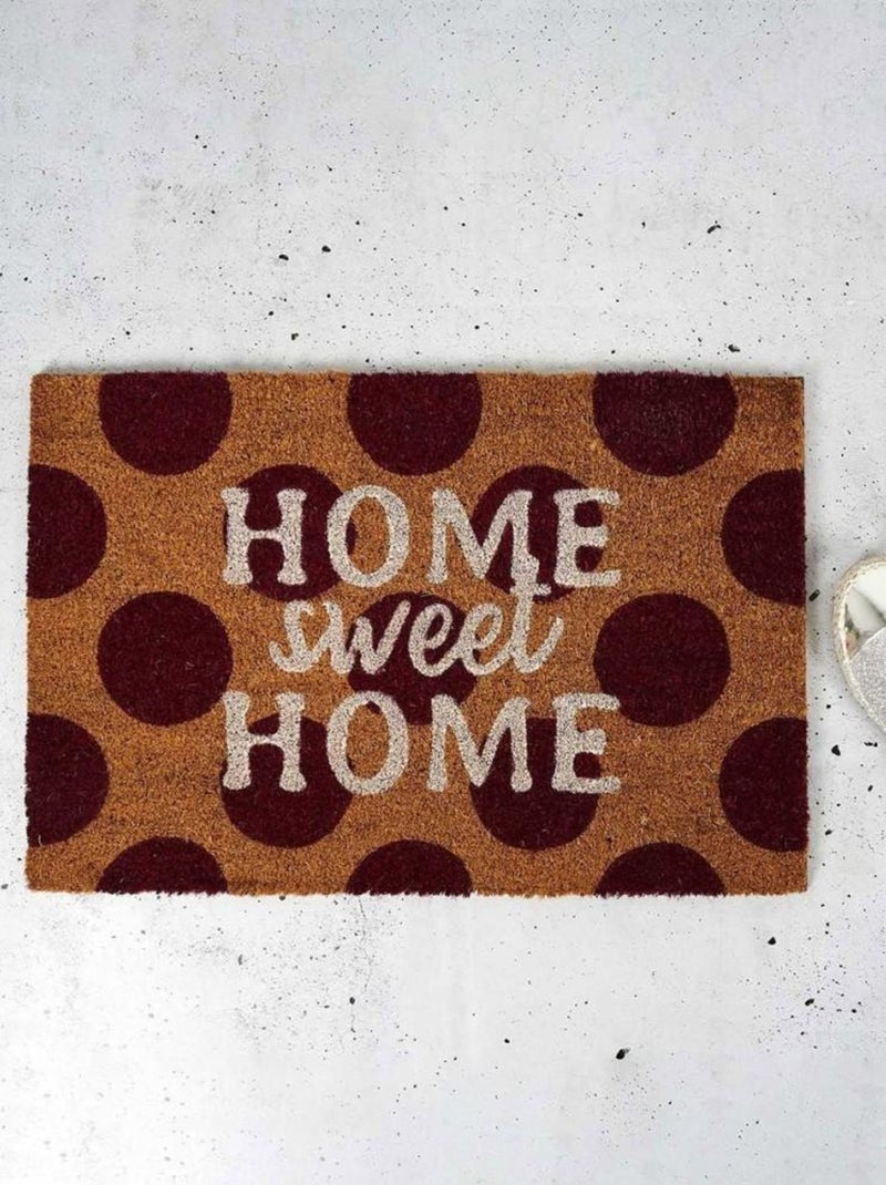 Paillasson Coco 40x60 cm pois Home Sweet Home Marron - Kiabi