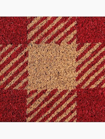 Paillasson coco carreaux écossais rouges 40x60cm