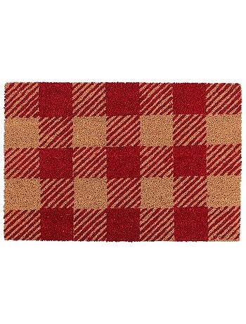 Paillasson coco carreaux écossais rouges 40x60cm