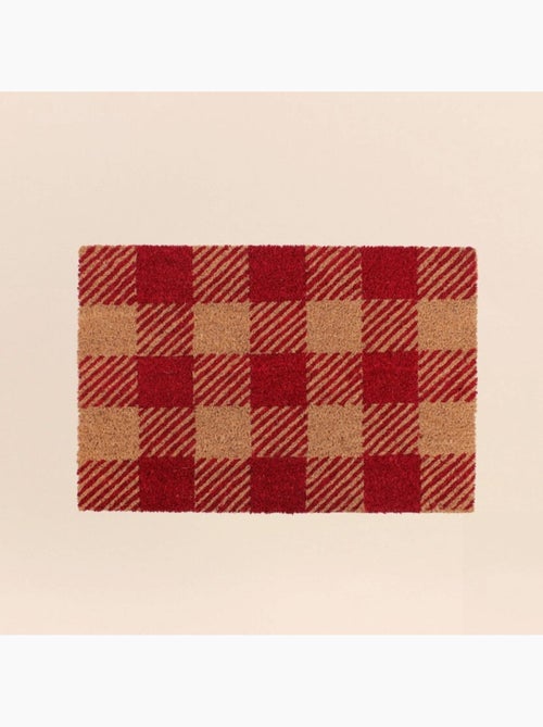Paillasson coco carreaux écossais rouges 40x60cm - Kiabi