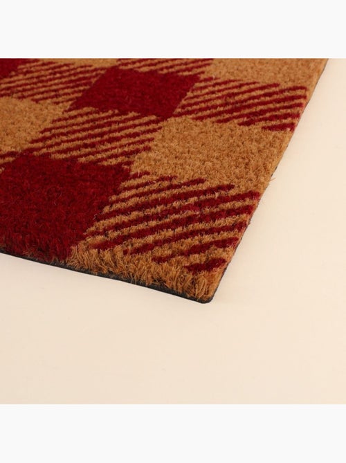Paillasson coco carreaux écossais rouges 40x60cm - Kiabi