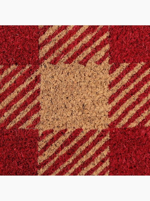 Paillasson coco carreaux écossais rouges 40x60cm - Kiabi