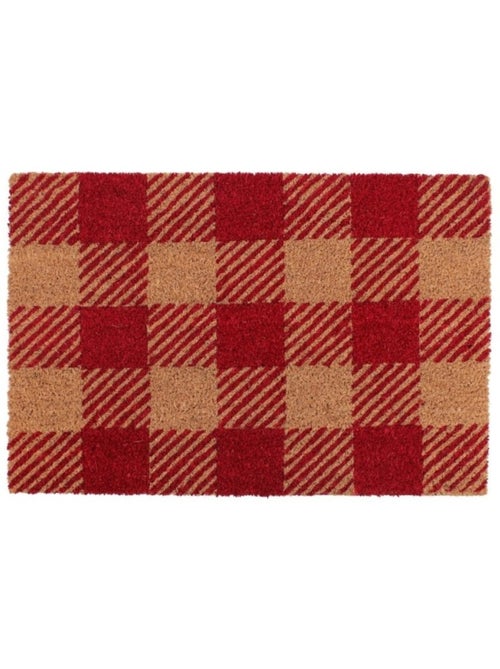 Paillasson coco carreaux écossais rouges 40x60cm - Kiabi