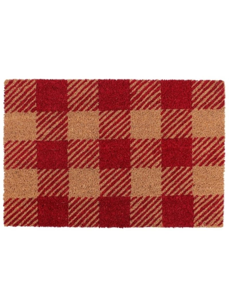 Paillasson coco carreaux écossais rouges 40x60cm Rouge - Kiabi