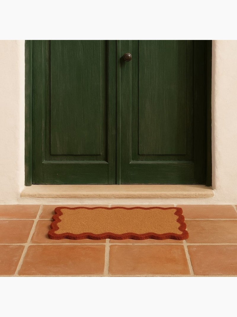 Paillasson coco contour feston 40x60cm Terracotta - Kiabi