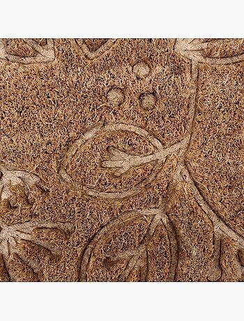Paillasson coco demi lune embossé floral 40x60cm